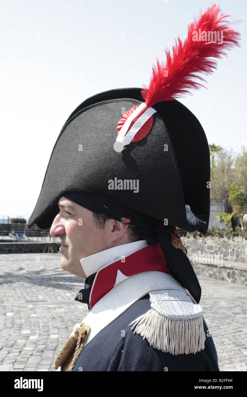A member of the Spanish forces during a reenactment of the 1797 battle of Santa Cruz, Tenerife Stock Photo