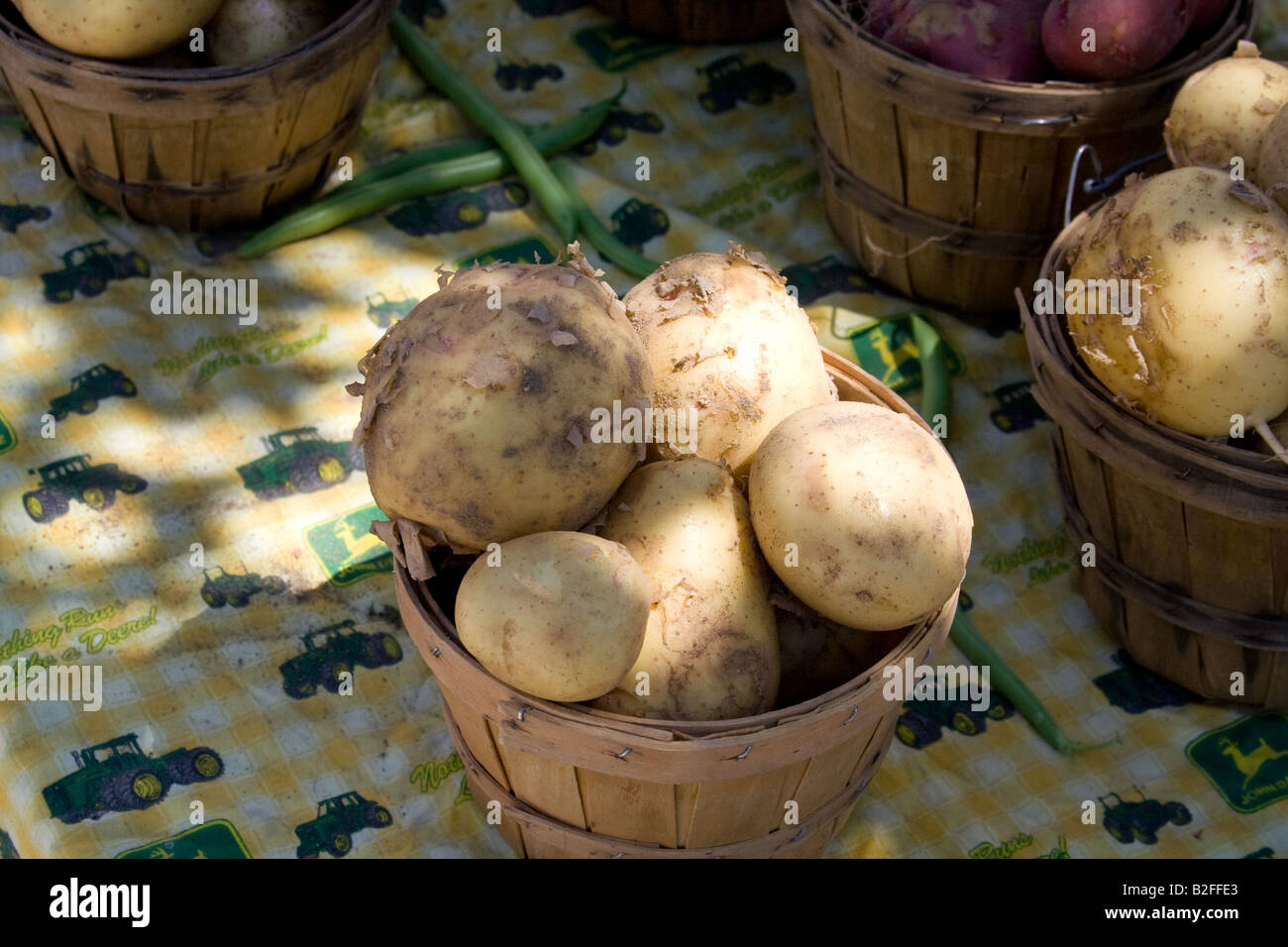 Baskets of white potatoes Stock Photo Alamy