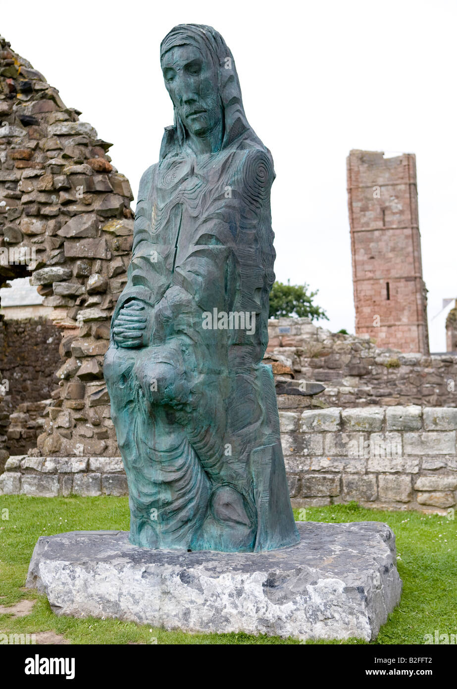 Statue Of Saint Cuthbert Lindisfarne Priory Holy Island Northumberland
