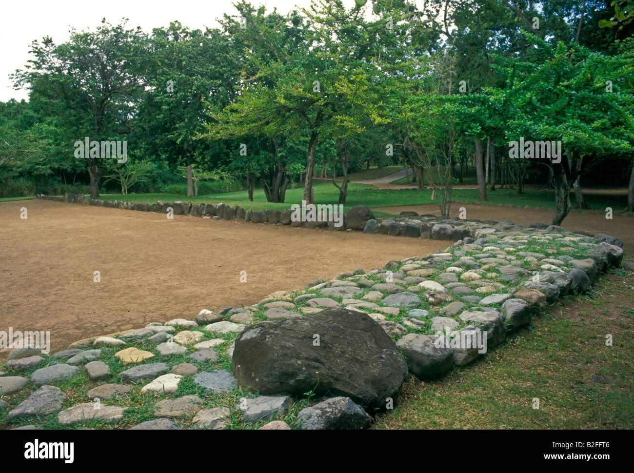 batey, ball court, Tibes Indigenous Ceremonial Center, near, city of Ponce, Puerto Rico Stock Photo
