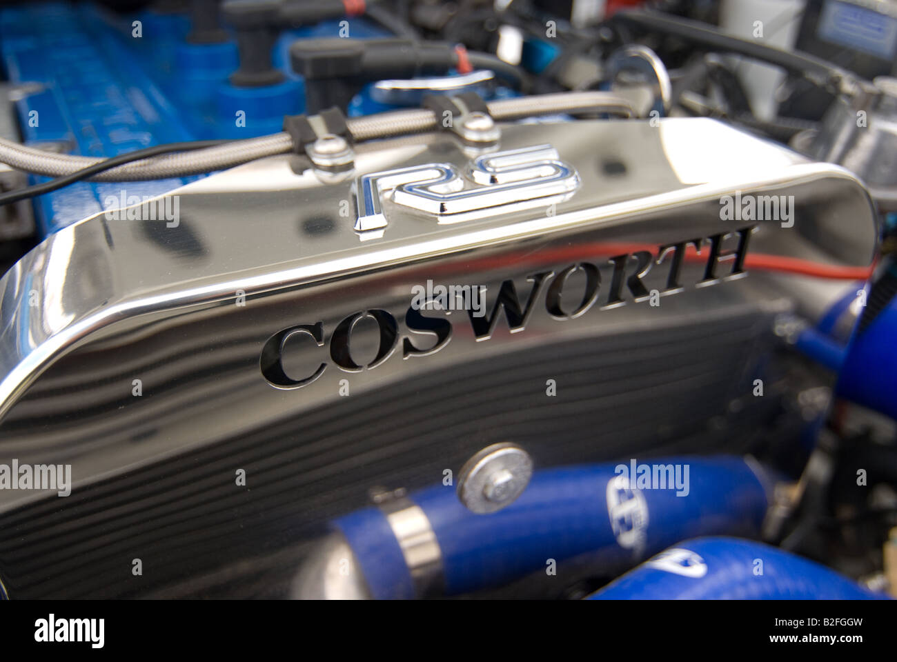 RS Cosworth Customised engine in Ford Sierra Stock Photo