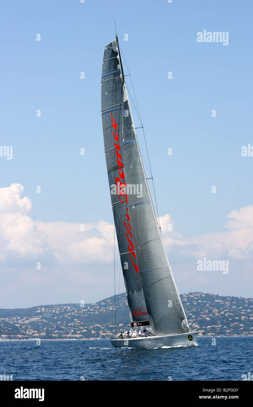A Maxi Racing Yacht in action. Stock Photo