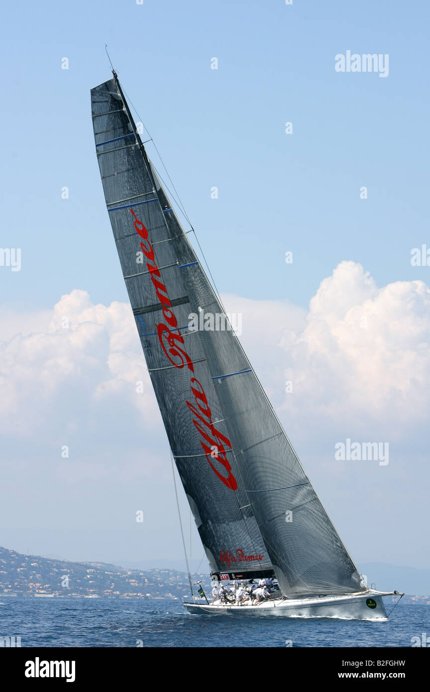 A Maxi Racing Yacht in action. Stock Photo