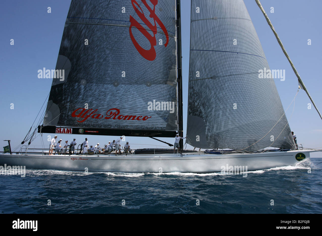 A Maxi Racing Yacht in action. Stock Photo