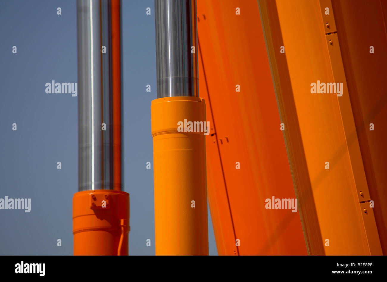 hydraulic cylinders of a mobile crane Stock Photo Alamy