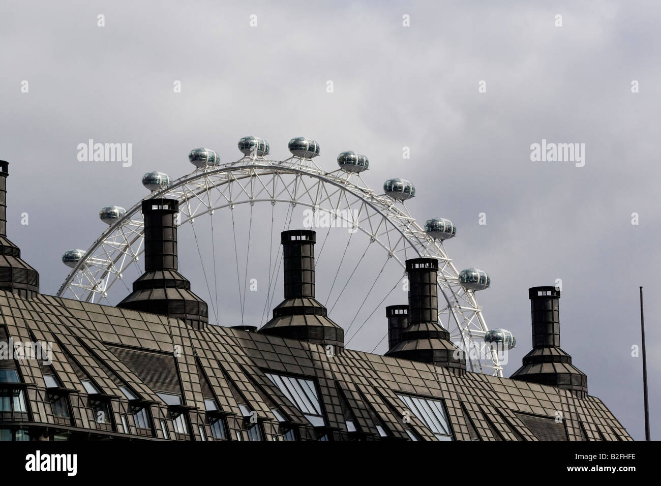 London Eye with rooftops, London, England Stock Photo - Alamy