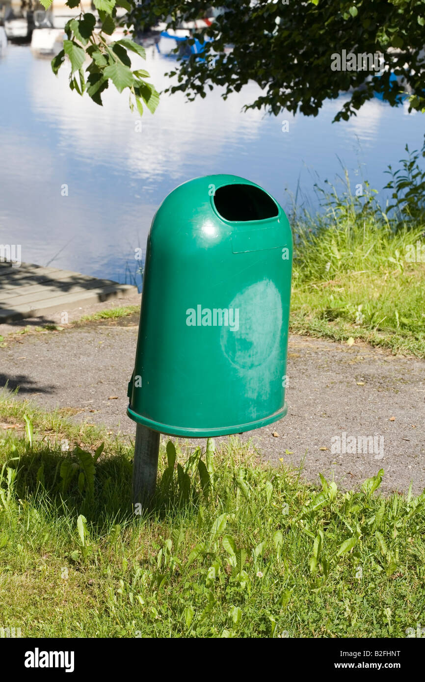 green trashcan Stock Photo
