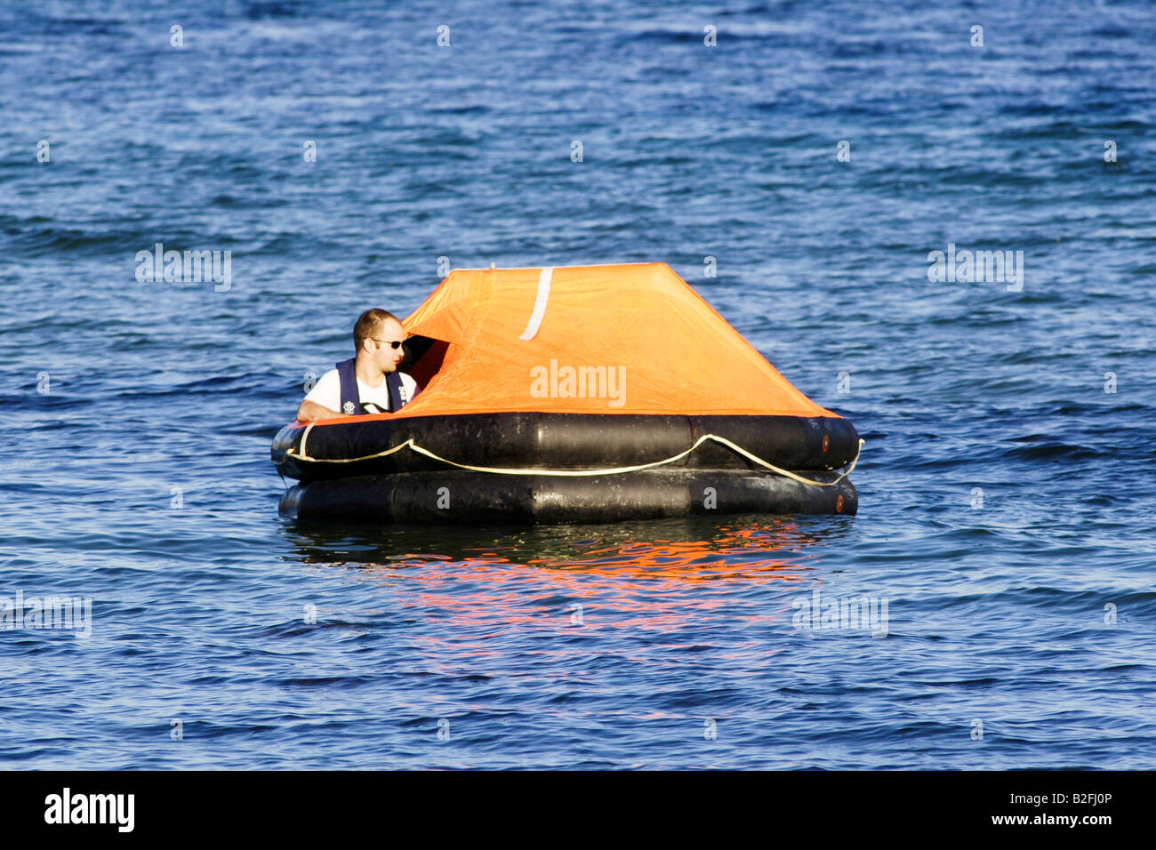 A rubber dinghy from a crashed aircraft that was reported to have crash