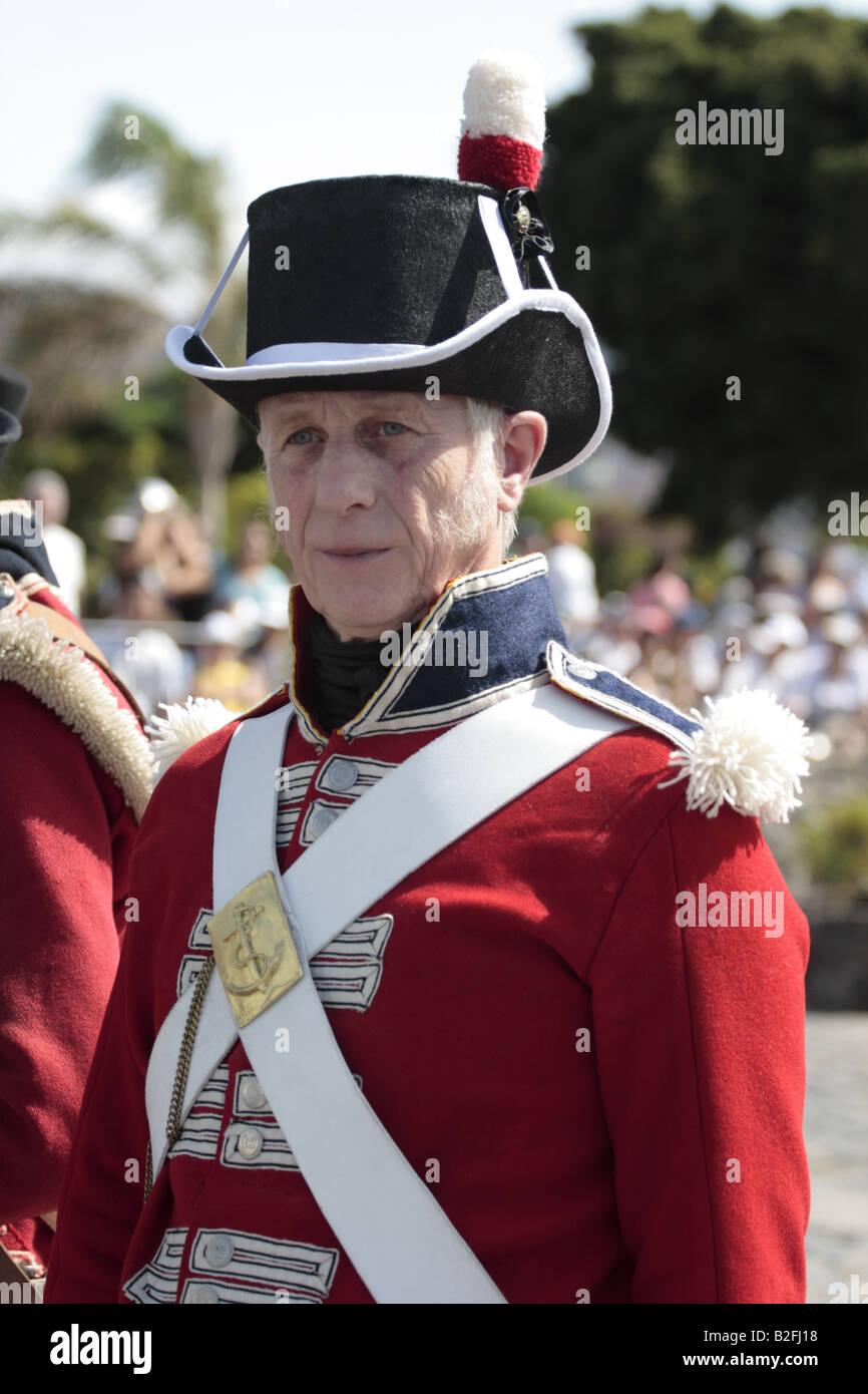 A British Royal Marine during a reenactment of the 1797 battle of Santa Cruz Stock Photo