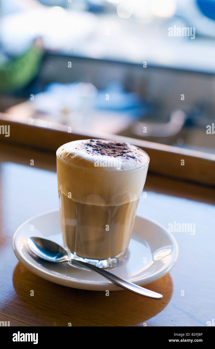 Coffee at Marios Cafe on Brunswick Street in Melbourne, Victoria, AUSTRALIA Stock Photo