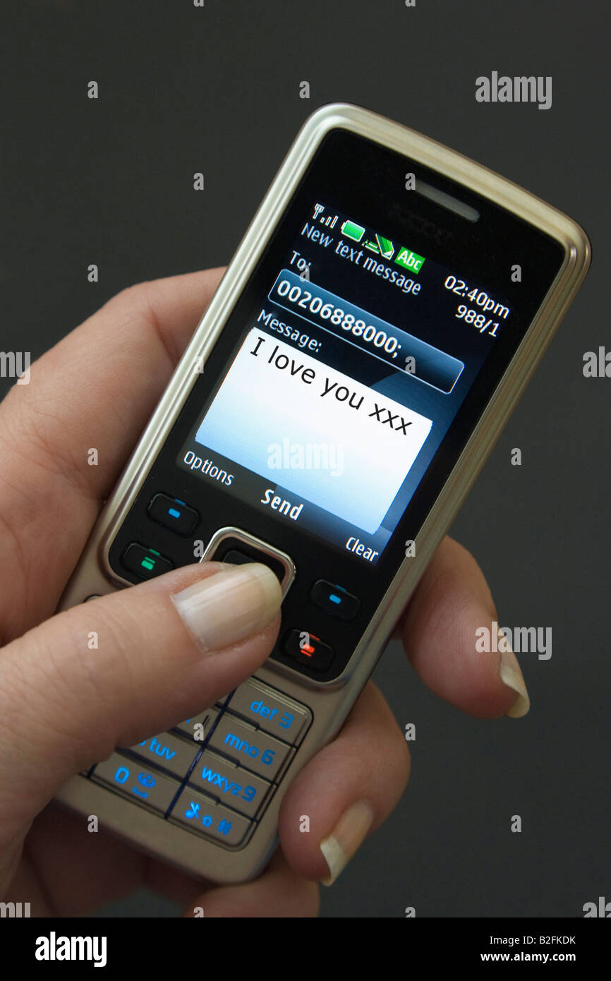 text message on mobile phone saying 'I love you' Stock Photo: 18784239