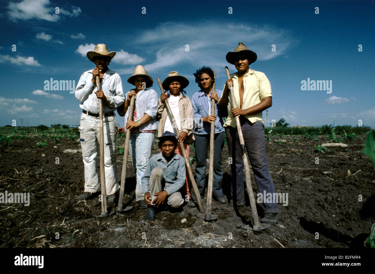 Group of sugar cane farmers in a cooperative in Holguin Province, Cuba Stock Photo