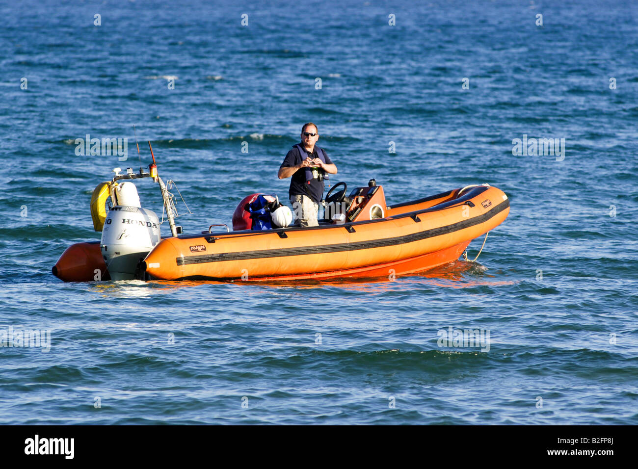 An RNLI small inflatable RIB inshore lifeboat used for local water ...