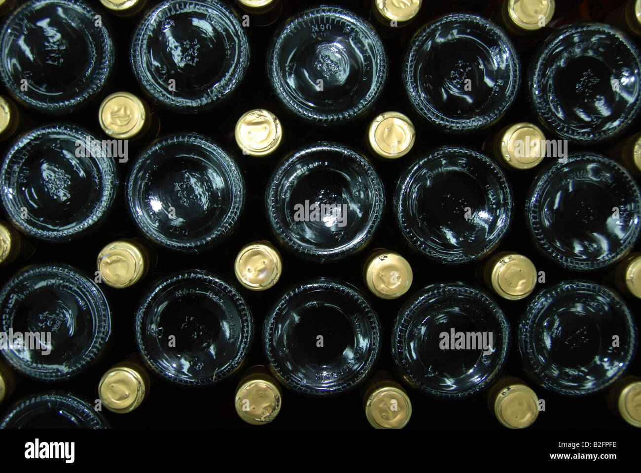 Stacked wine bottles Stock Photo Alamy
