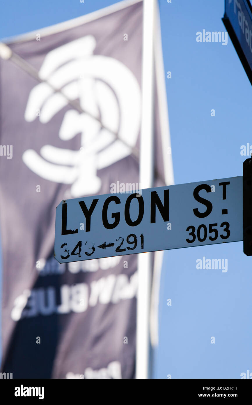 Lygon Street the heart of Carlton and the Carlton Football Club - Melbourne, Victoria, AUSTRALIA Stock Photo
