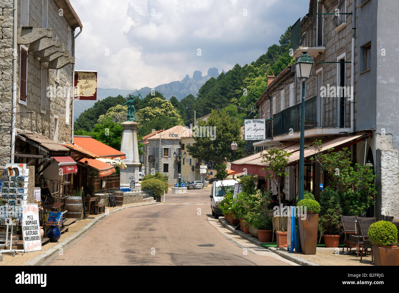 The town of Zonza in southeast Corsica. Stock Photo
