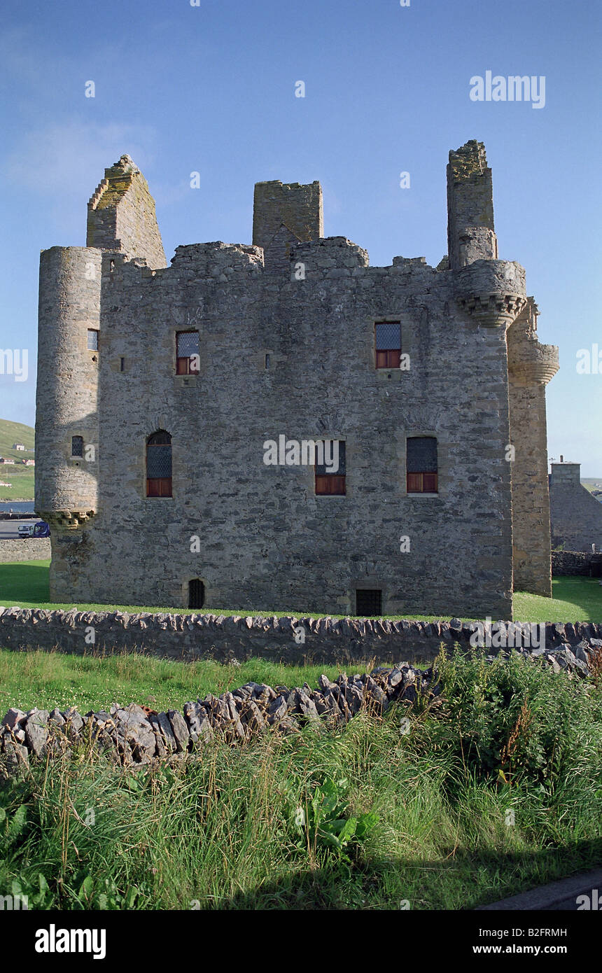 scalloway castle blue skies isle of shetland scotland  uk gb Stock Photo
