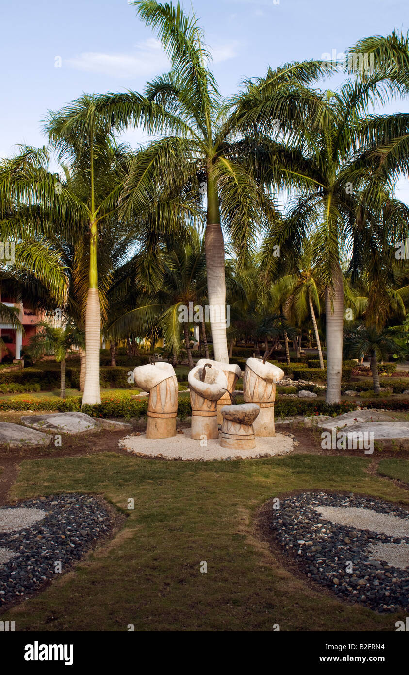 palms stand tall in the gardens of paradisus rio de oro resort and spa, guardalavaca, holguin, cuba Stock Photo
