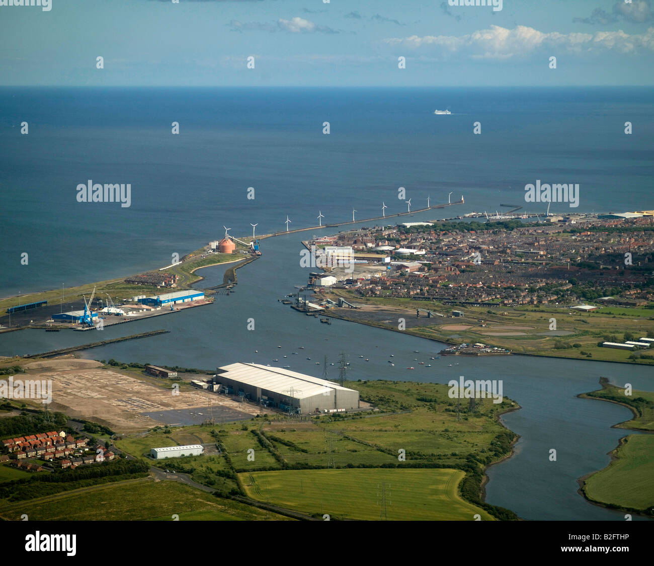 Blyth Harbour, and Wind Farm, North East England Stock Photo Alamy
