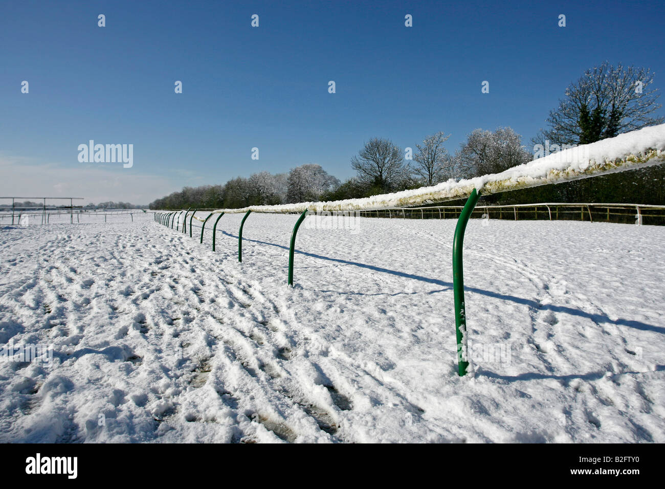 Warwick racecourse in the snow Warwick England UK Stock Photo