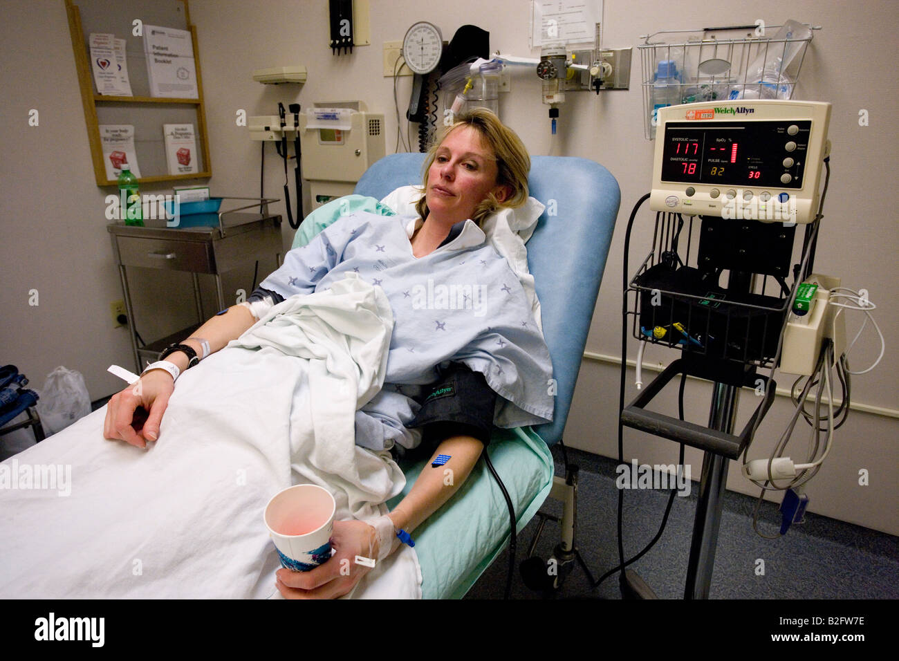 patient waiting in hospital emergency area for treatment Stock Photo