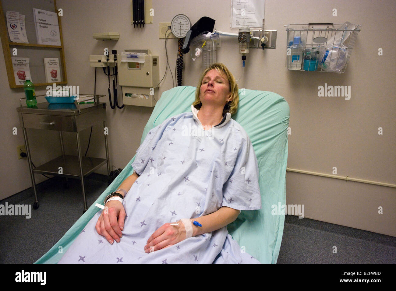 patient in hospital room waiting for treatment Stock Photo