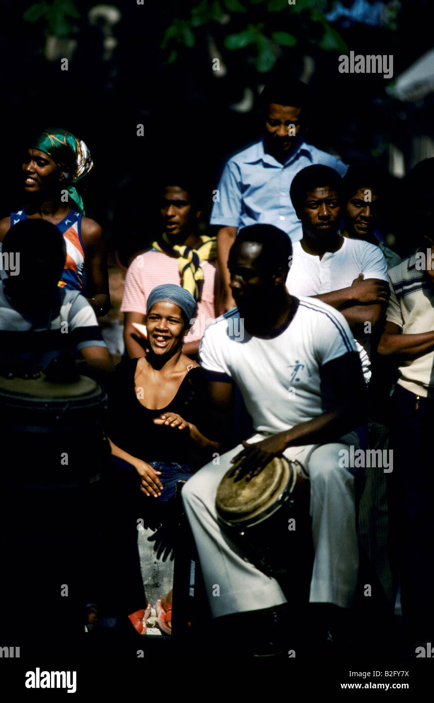 drummers playing conga drums Stock Photo Alamy