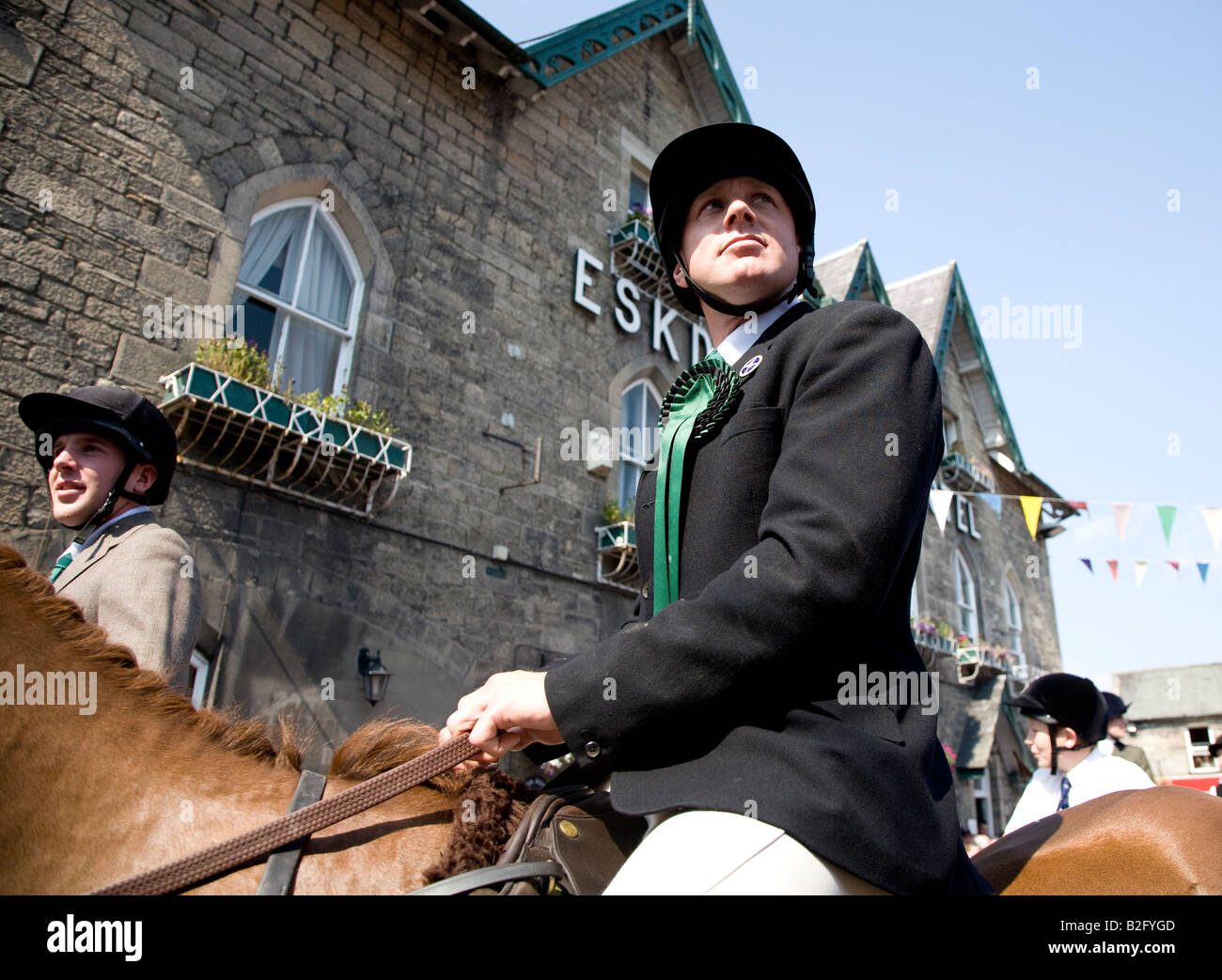 Woman On Horseback During The Langholm Common Riding Scotland UK Stock Photo