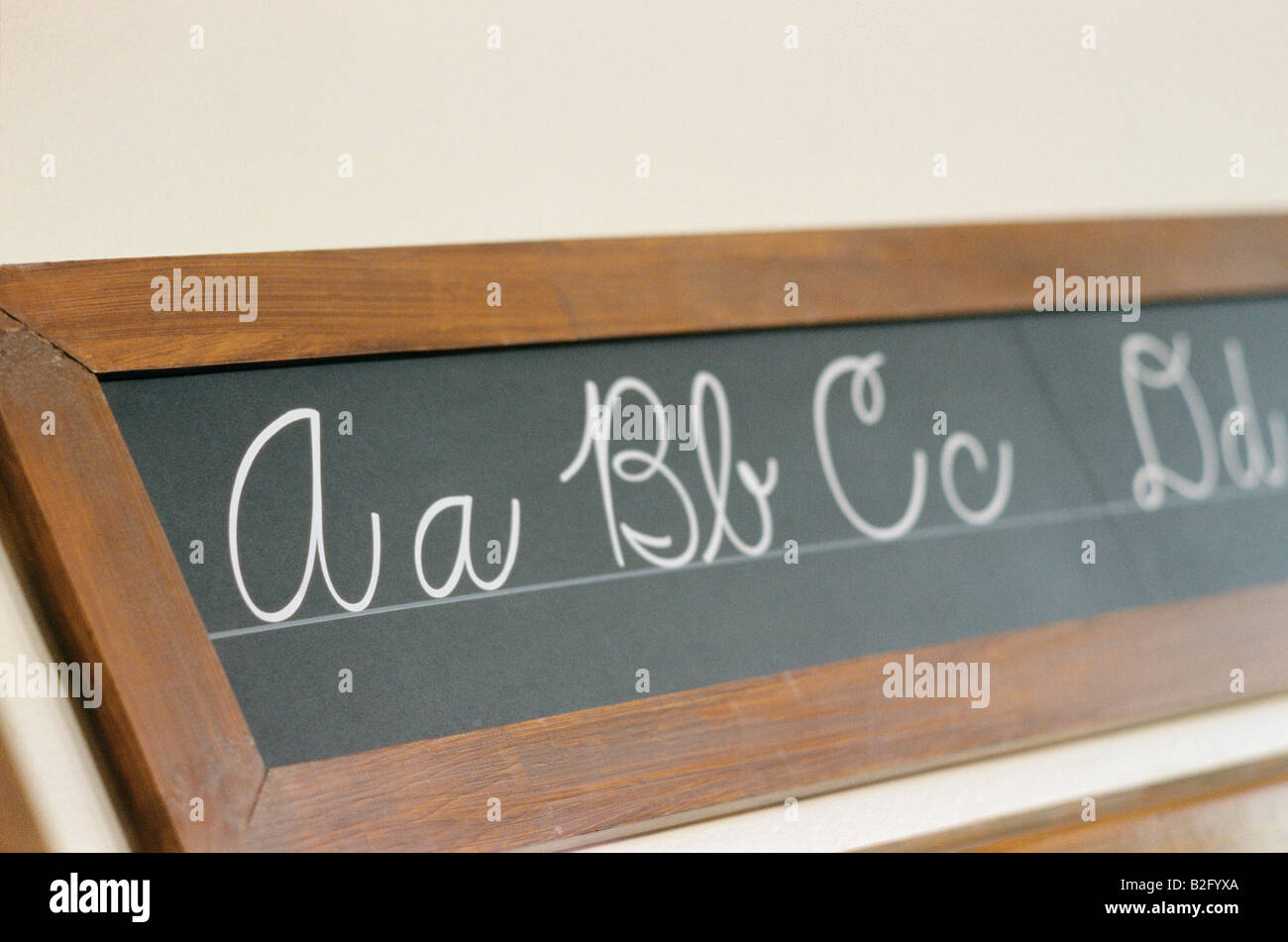 Alphabet spelled on chalkboard Stock Photo