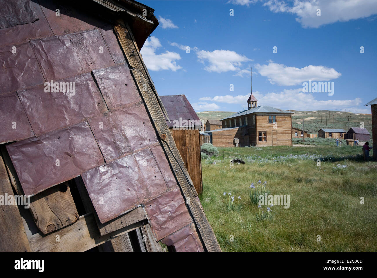Toppled outhouse in the ghost town Bodie, California, USA. Stock Photo