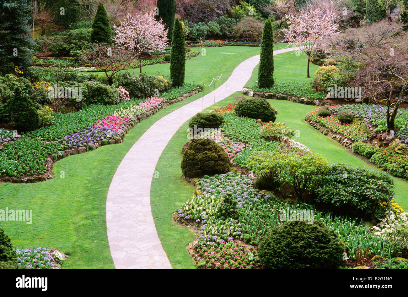 Butchart Gardens in Spring Victoria British Columbia Canada Stock Photo