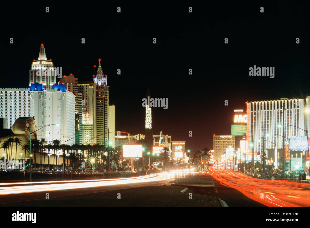 Las Vegas Boulevard at Night Stock Photo