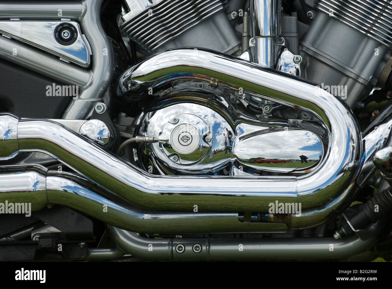 Section of Harley Davidson American Motorcycle showing Engine and