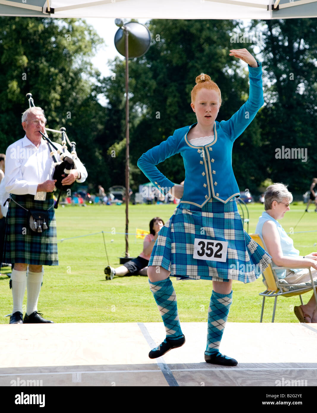 Young Girls Traditional Scottish Highland Dancing During The Langholm Common Riding Langholm Scotland UK Stock Photo