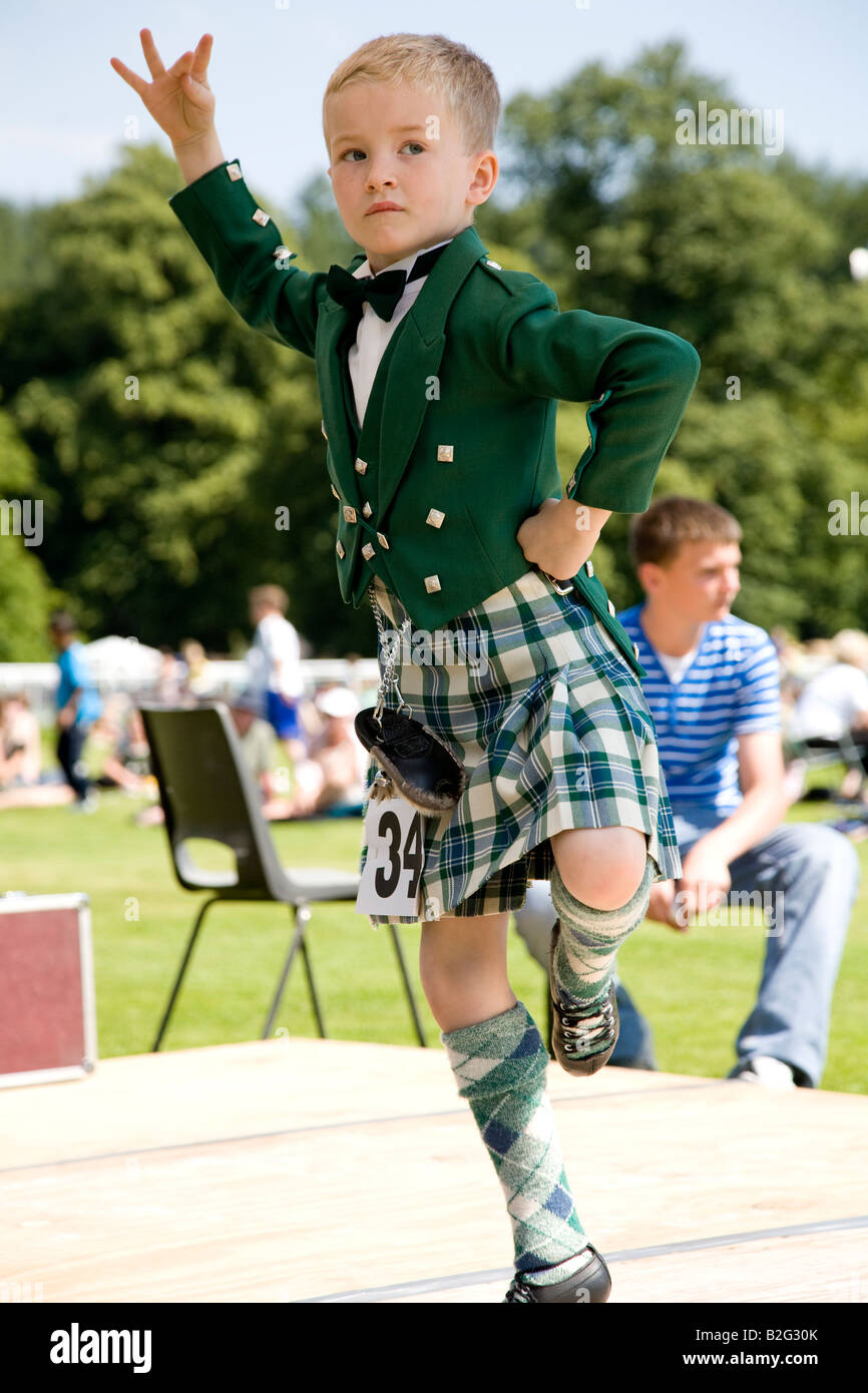 Young Boy Scottish Highland Dancing During The Langholm Common Riding Langholm Scotland UK Stock Photo