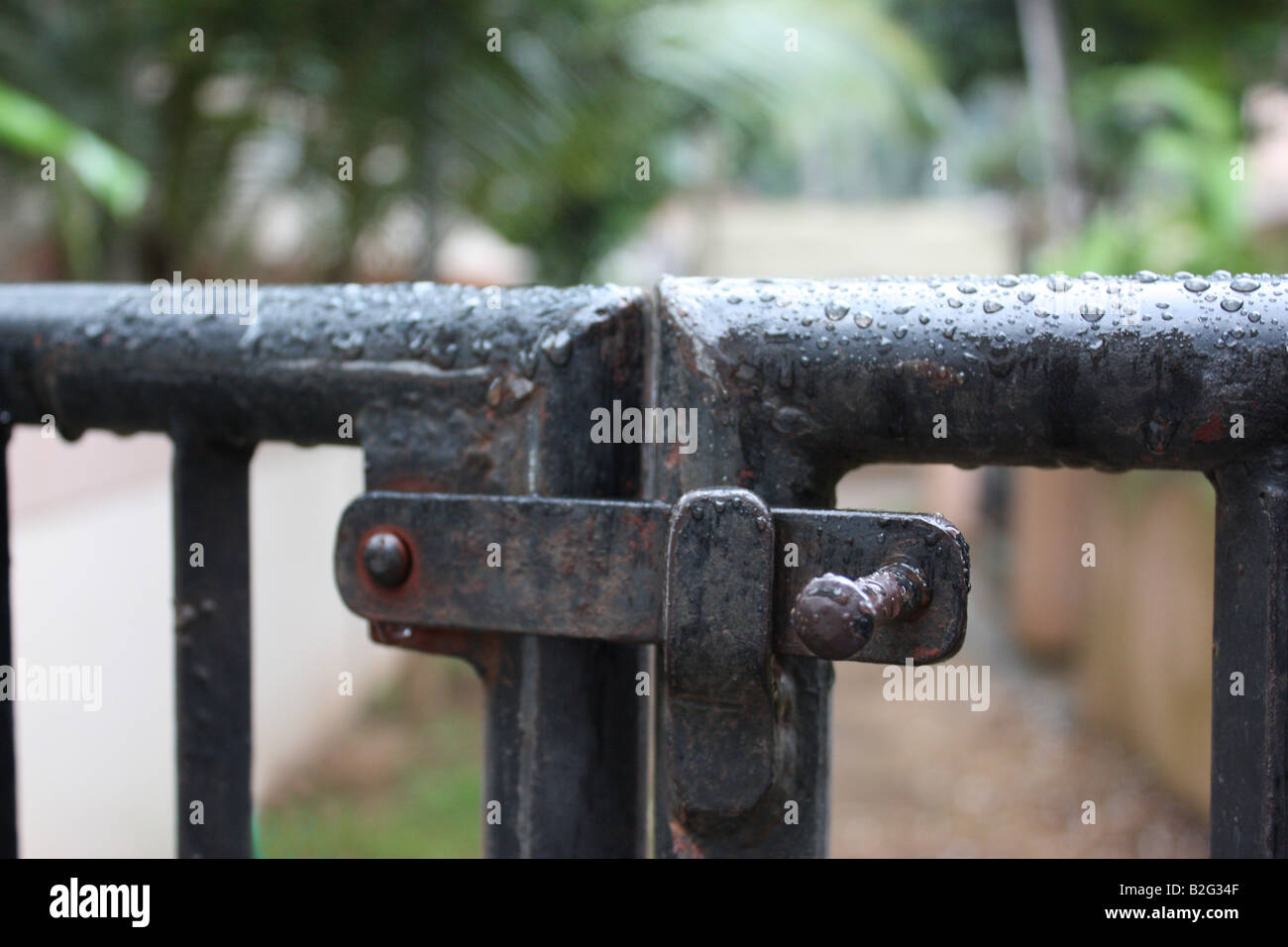 closed iron gate Stock Photo Alamy