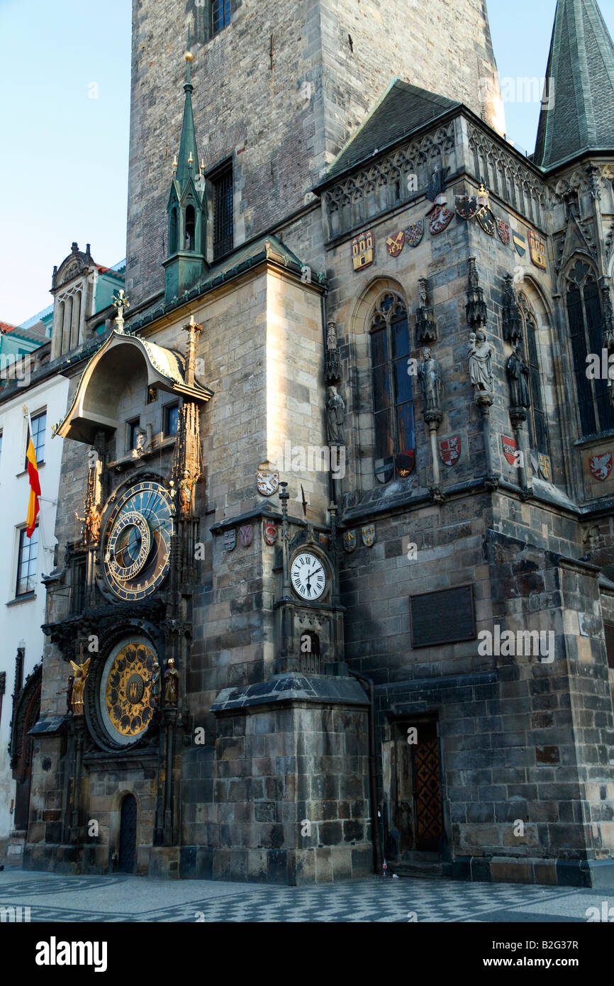 The view of the Old Town Hall with Astronomical Clock Orloj showing the