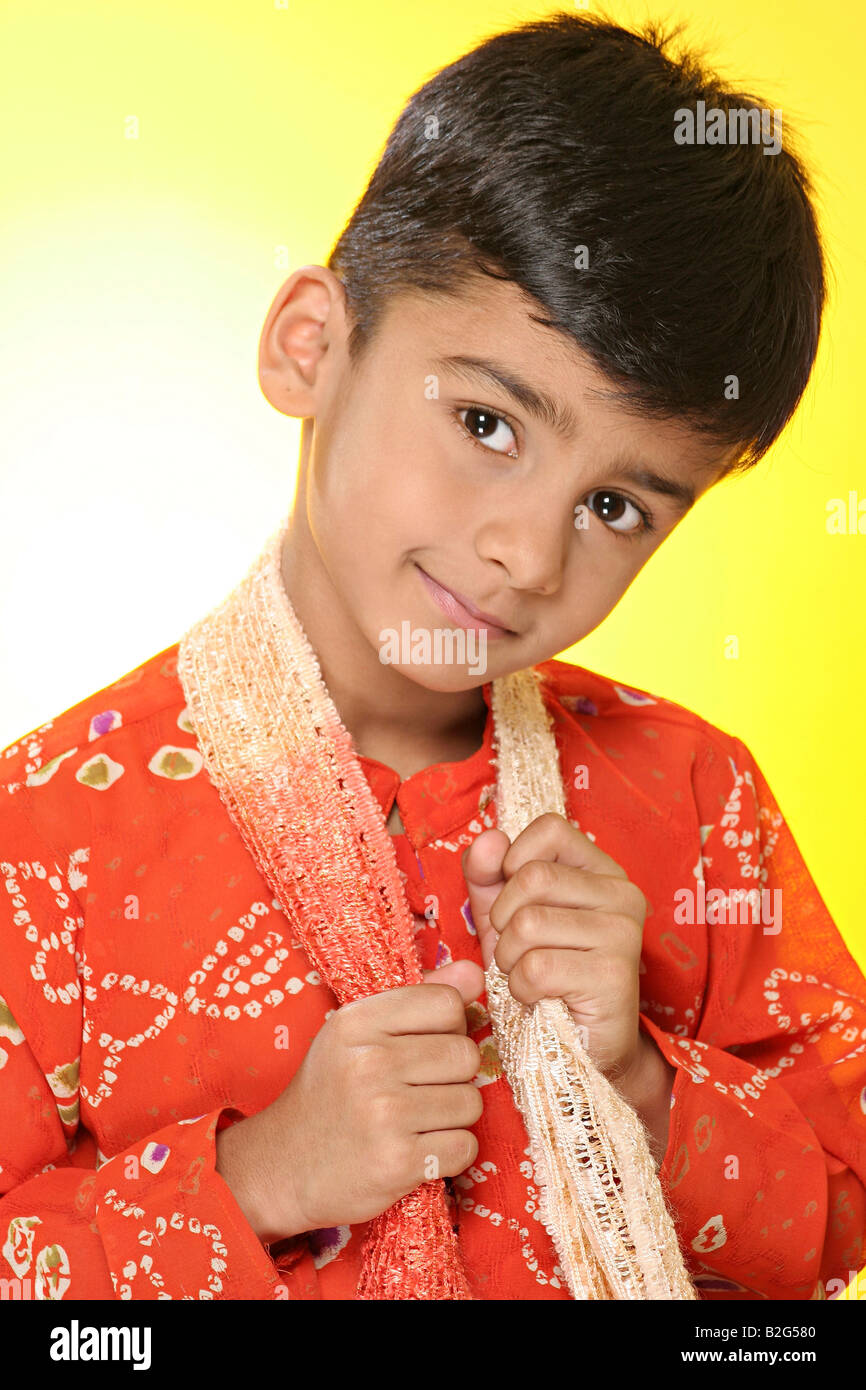 Boy wearing traditional Indian clothing. Stock Photo