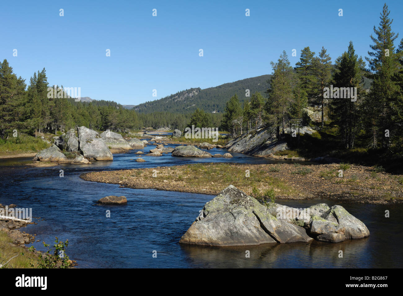 riverscape flusslandschaft otra river fluss aust agder norway norwegen nordeuropa north europe Stock Photo