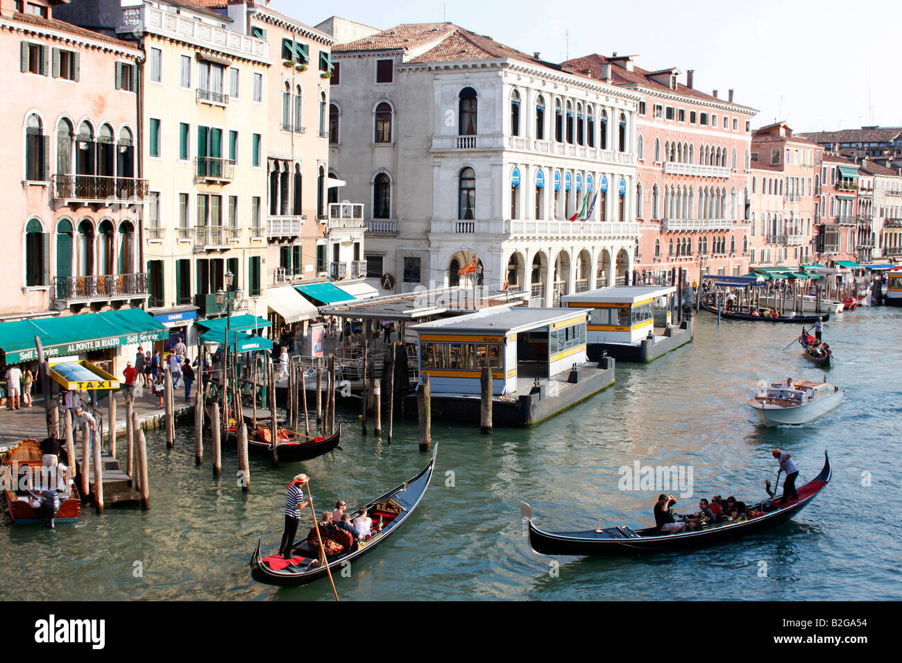 Gondolas on the Grand Canal,Venice,Italy, Stock Photo