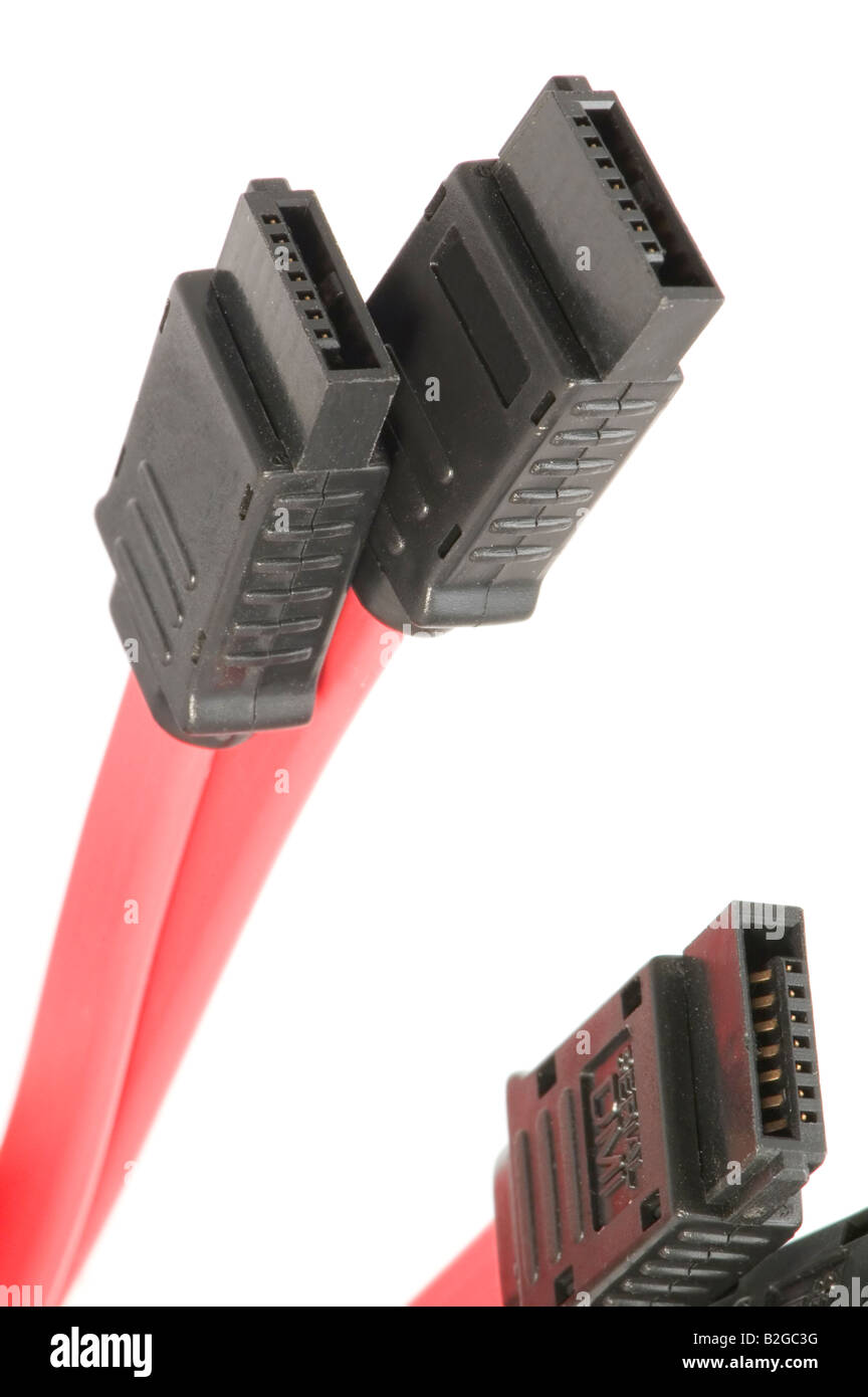 object on white tool SATA cable red Stock Photo