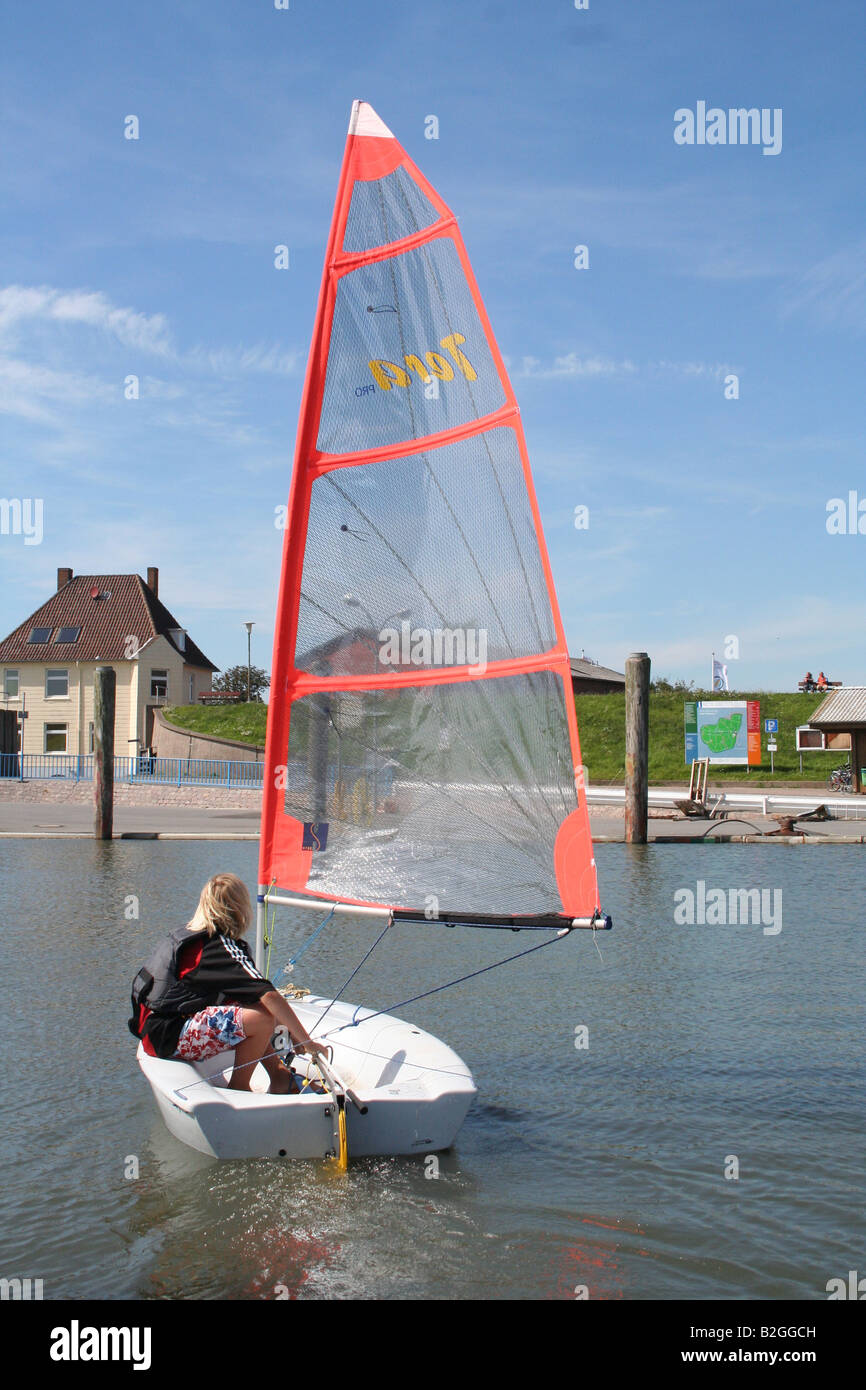 sailing trip boat child children dinghy jolle kid kids Stock Photo Alamy