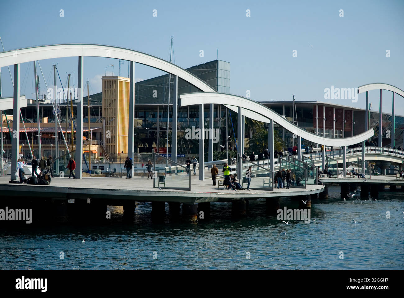 Rambla de Mar Port Vell Barcelona Spain Stock Photo