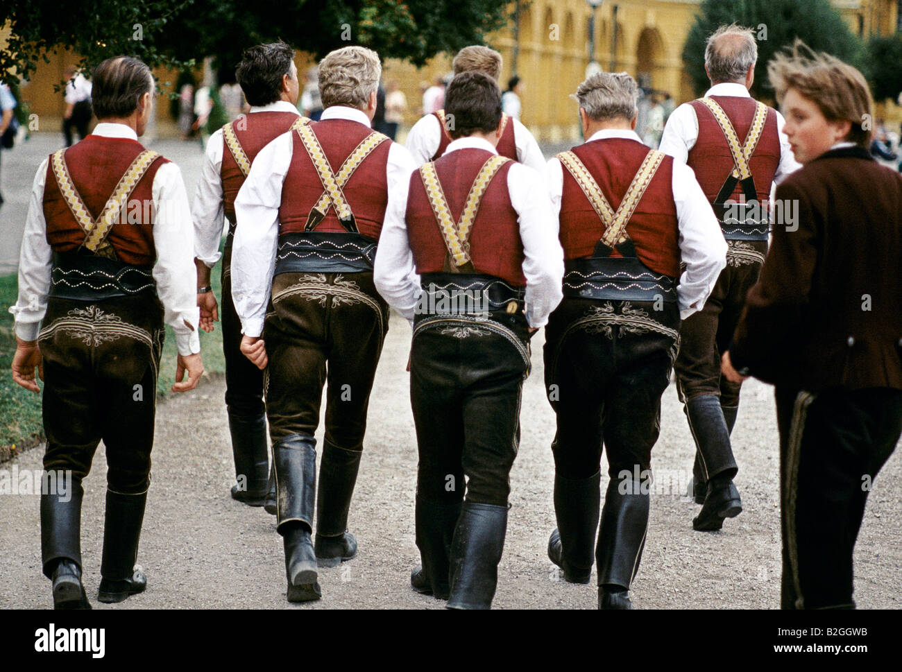 austrian musicians in traditional costume Stock Photo