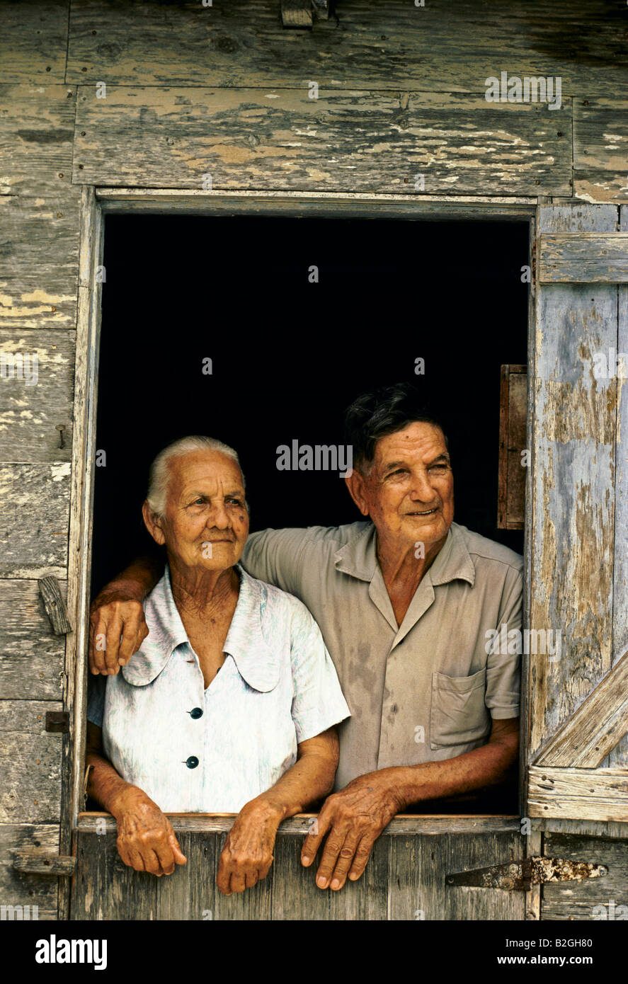 Elderly couple on the isle of youth, Cuba Stock Photo