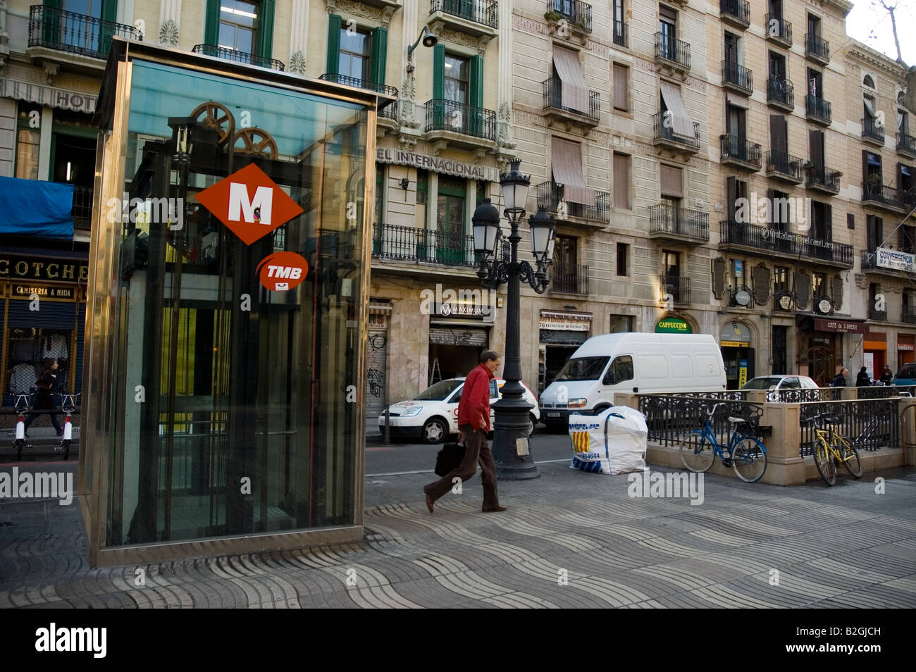 metro entrance elevator in las rambla barcelona spain Stock Photo - Alamy