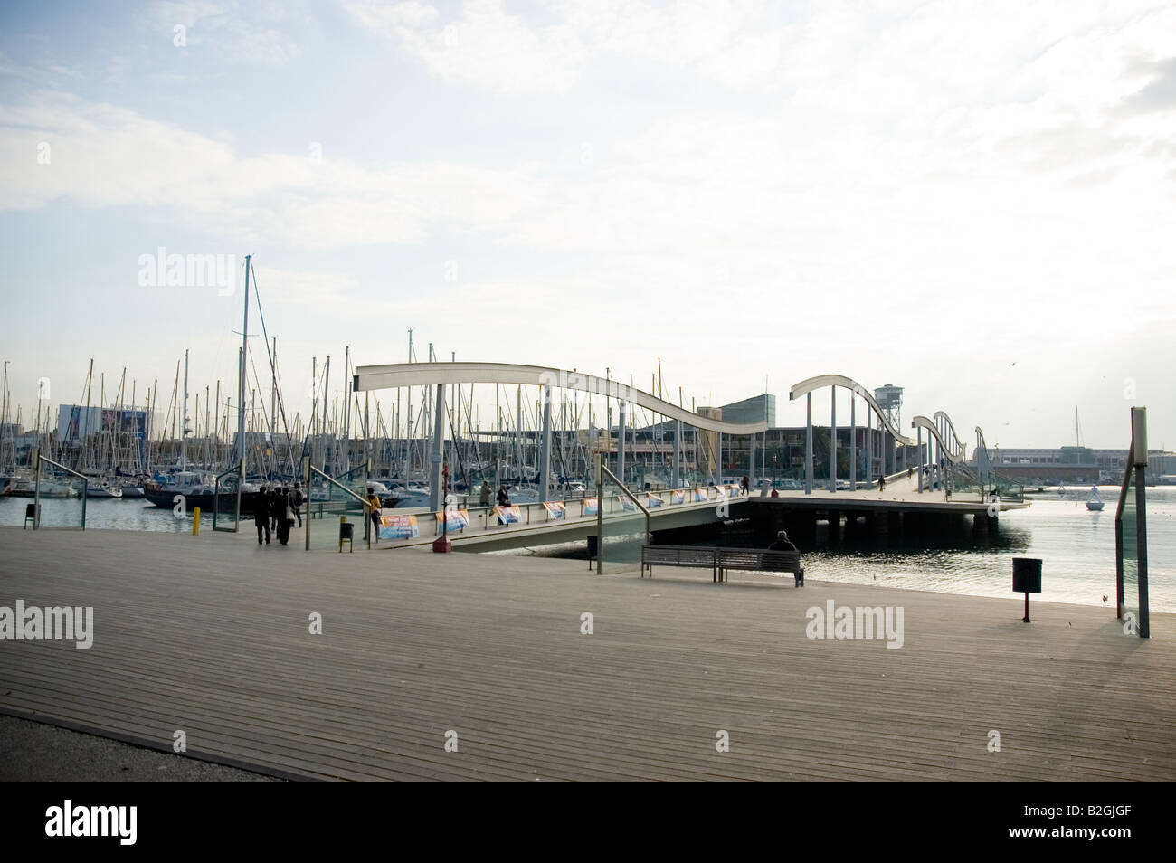 Rambla de Mar Port Vell Barcelona Spain Stock Photo