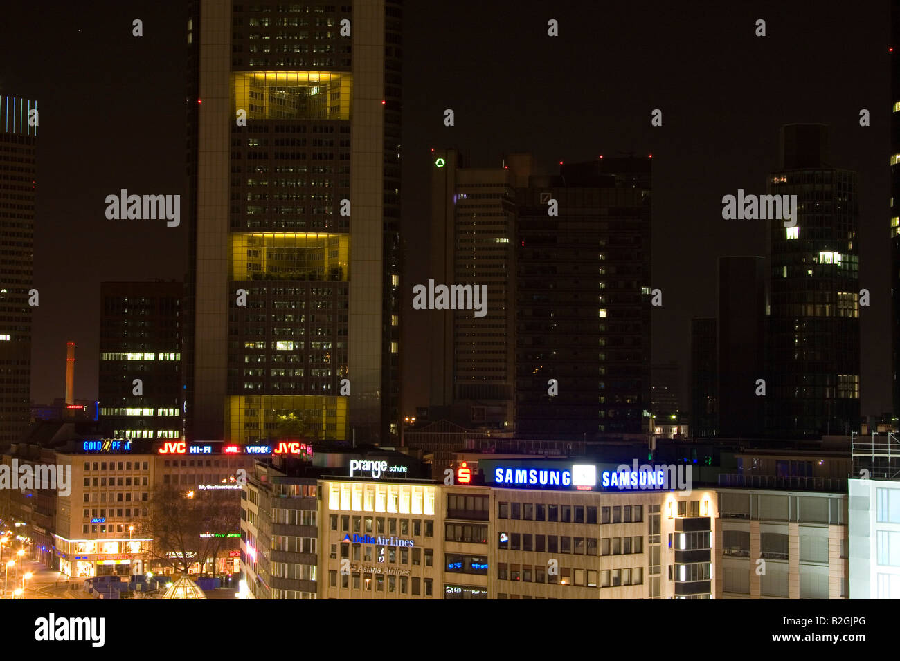 night city lights artificial light big city frankfurt on the Main hesse germany Stock Photo