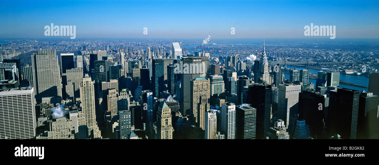 aerial photo skyline Empire State Building Midtown Manhattan New York USA panoramic view panorama Stock Photo