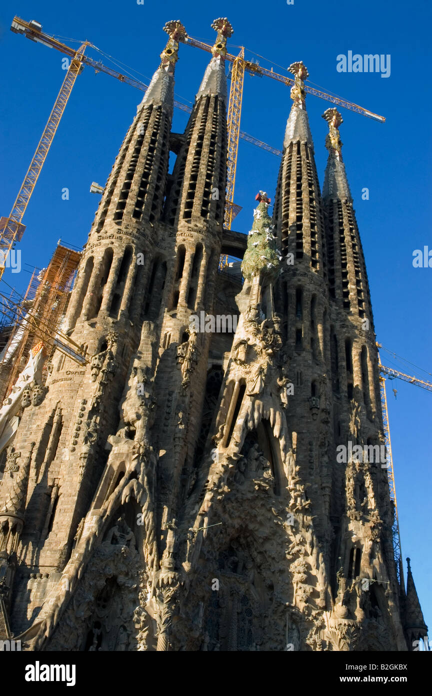 La Sagrada Familia Gaudi church architecture Barcelona Spain Europe Stock Photo